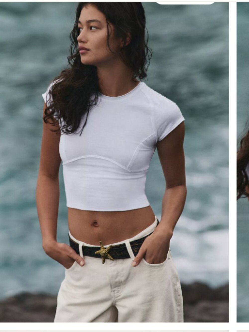 We The Free Protagonist Cropped Cap Sleeve Tee White sz MED - Picture 7 of 10